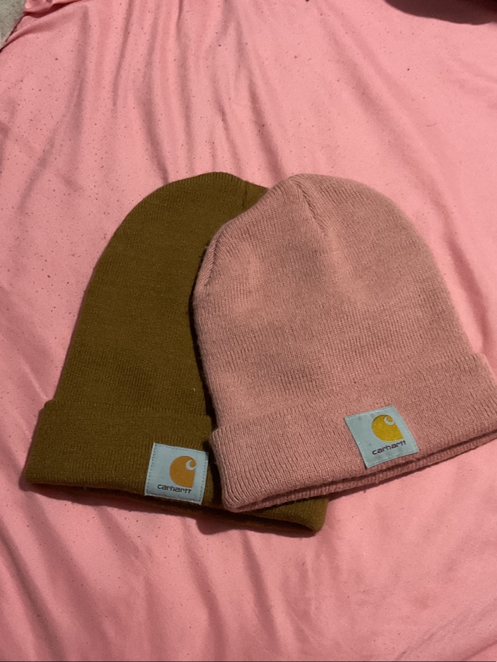 Carhartt  Pink and brown Fold-Up Cuff Beanies comes in two